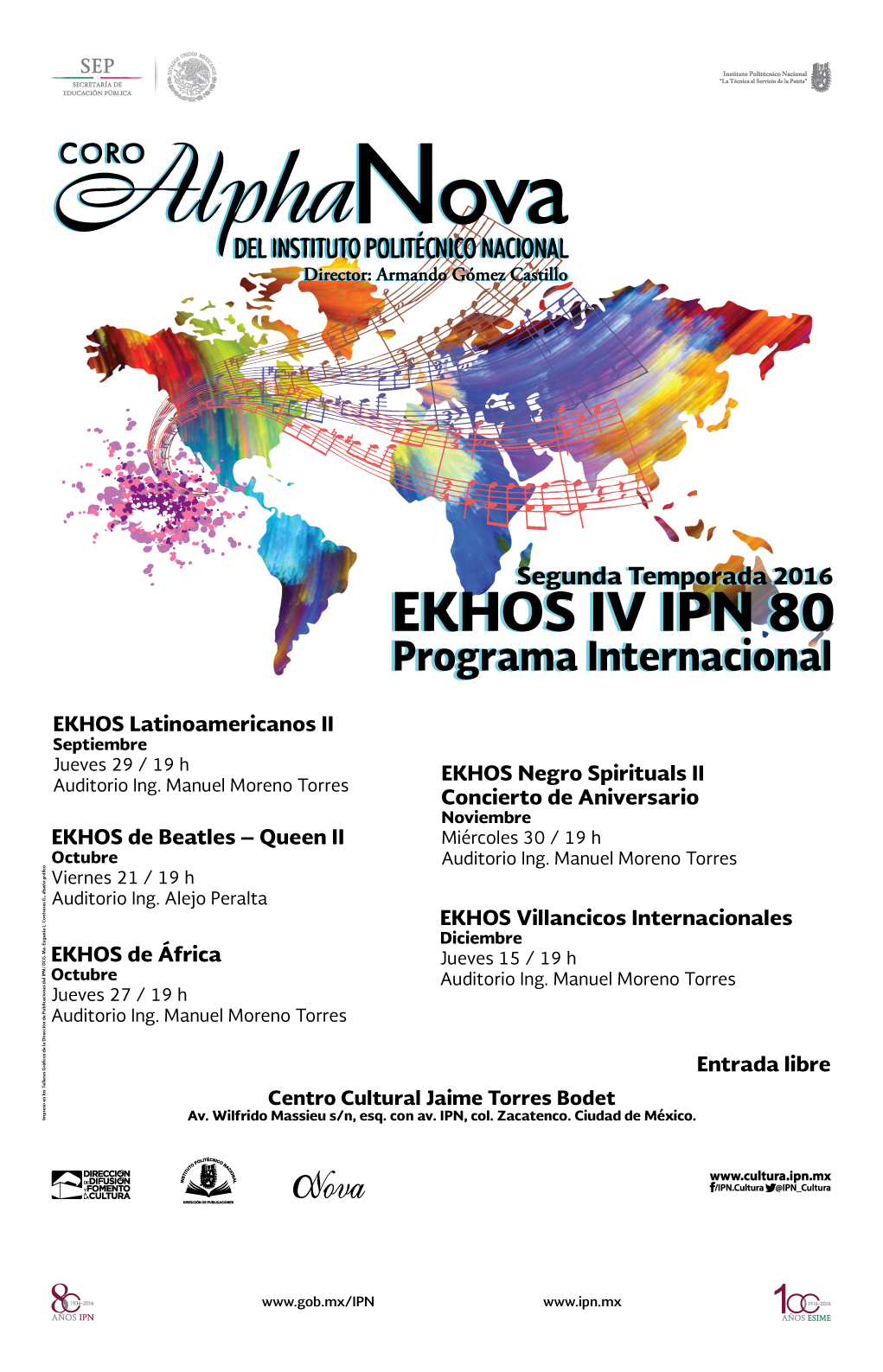 Cartel de la temporada Ekhos IV Programa Internacional, 2016